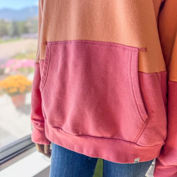 Free Assembly, Color Block Hoodie Sweatshirt, Women's Medium, Yellow/Orange/Pink - Picture 7 of 9
